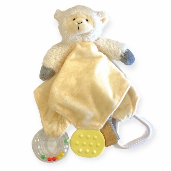 Stephan Baby Unisex Lamb Lovey Chewbie Teether Rattle Toy Security Blanket Plush - Picture 1 of 13